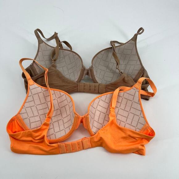 Victoria's Secret bundle/ lot 2 padded perfect coverage beige & orange bra 34B - Picture 4 of 6